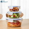 3 Piece Round Glass Food Storage Containers