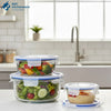 3 Piece Round Glass Food Storage Containers