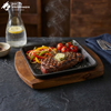 Square Sizzler Plate with Wooden Base