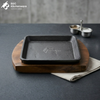 Square Sizzler Plate with Wooden Base
