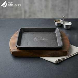 Square Sizzler Plate with Wooden Base series (A)