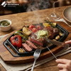 Cast Iron Sizzler Plate with Wooden Base