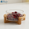 Borosilicate Glass Serving Bowl with Wooden Stand