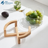 Borosilicate Glass Serving Bowl with Wooden Stand