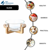 Borosilicate Glass Serving Bowl with Wooden Stand
