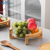 Borosilicate Glass Serving Bowl with Wooden Stand