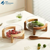 Borosilicate Glass Serving Bowl with Wooden Stand