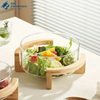 Borosilicate Glass Serving Bowl with Wooden Stand