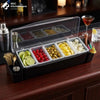 5 Compartment Bar Garnish Station with Side Caddies