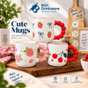Cute fruit print bubble handle ceramic mugs